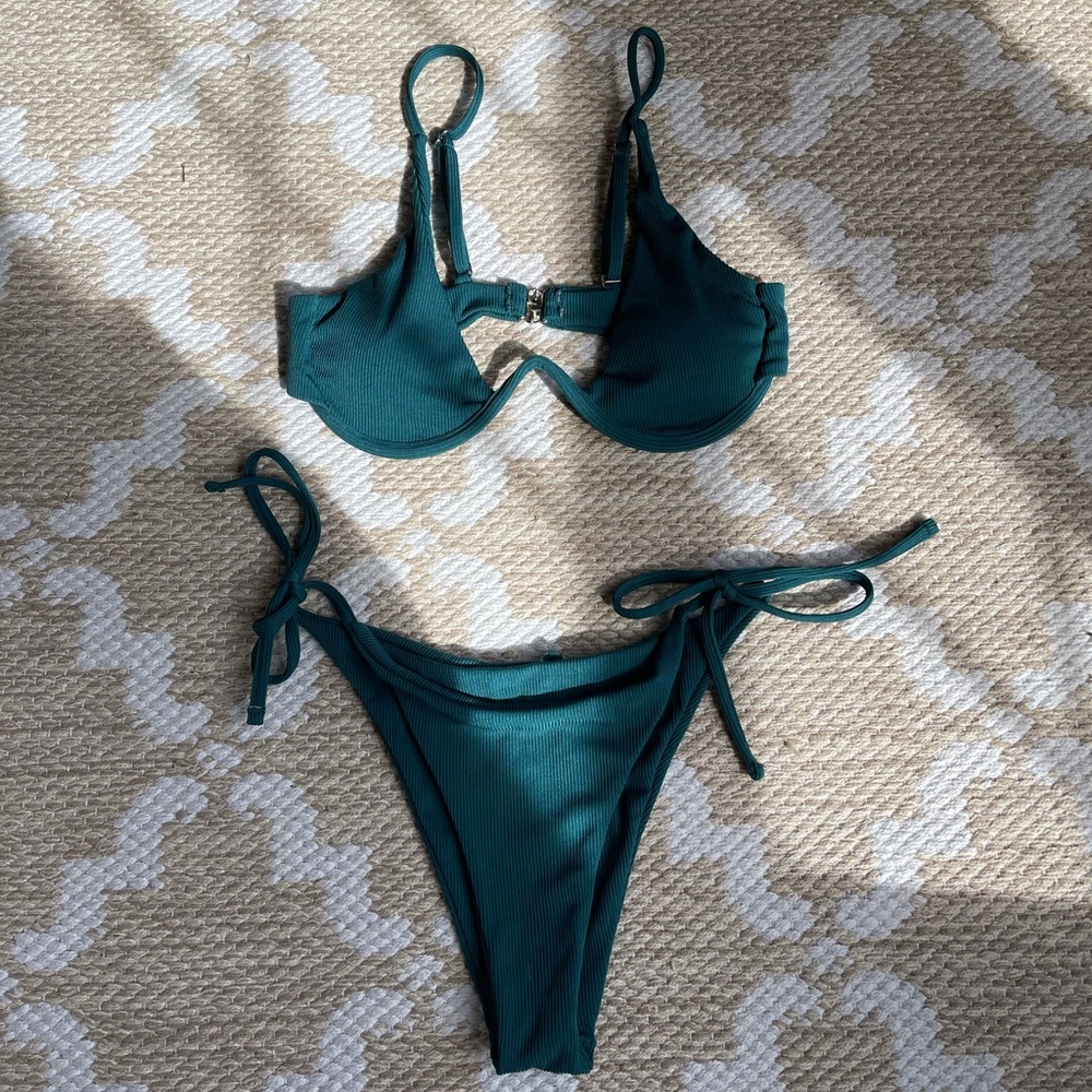 underwired ribbed zaful bikini set